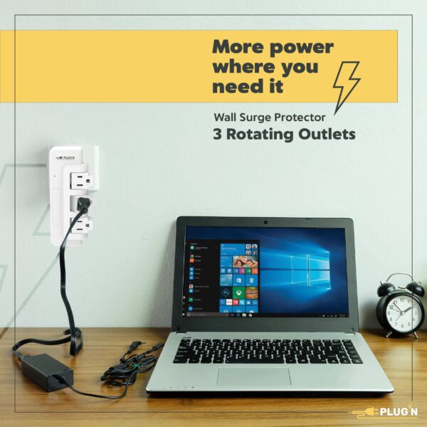 3 Rotating Outlets, Wall Surge Protector - Image 2