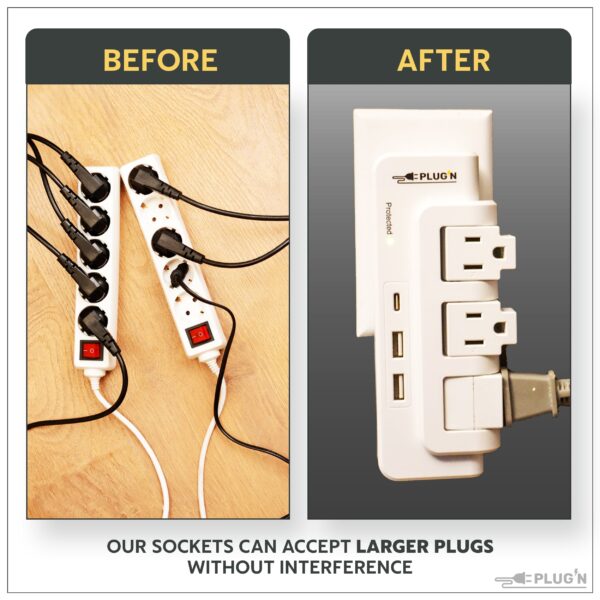 3 Rotating Outlets, Wall Surge Protector - Image 5