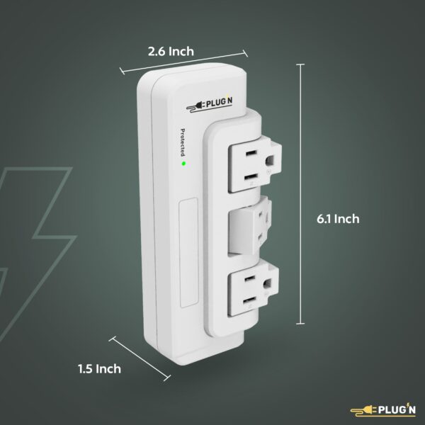 3 Rotating Outlets, Wall Surge Protector - Image 6